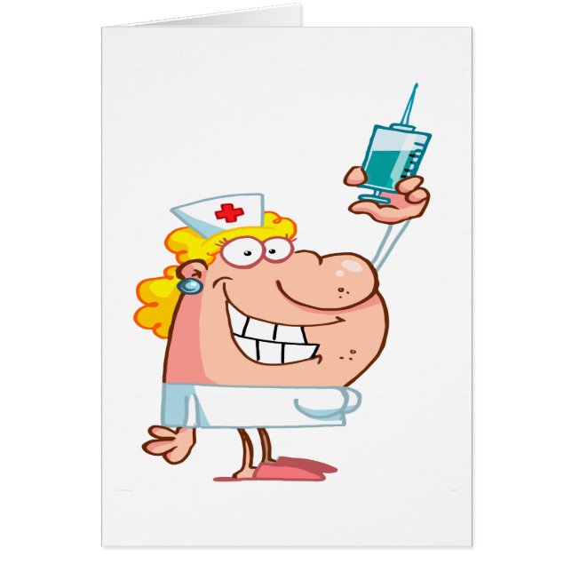 amüsante Krankenschwester mit einem Spritze-Cartoo (Vorne)