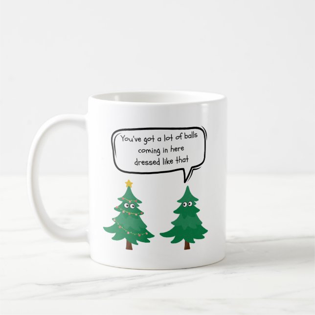 Amusante Mug de Noël Parlant Arbres de Noël (Gauche)
