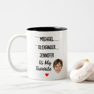 Amusante Mug Favorite Enfant avec 3 Noms et Photo