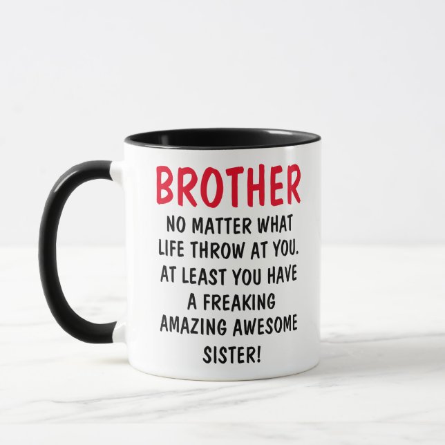 Amusante Mug Frère, Don pour Frère, (Gauche)