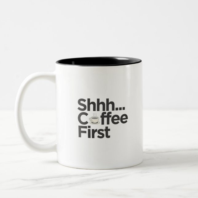 Amusante Mug Noir et Blanc Bonne Matinée (Gauche)