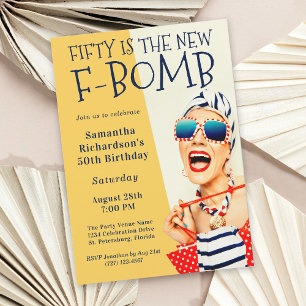 Amusante Retro 50e anniversaire F-Bomb Invitation