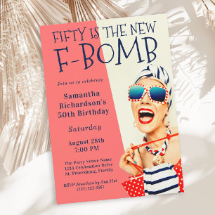 Amusante Retro 50e anniversaire F-Bomb Invitation