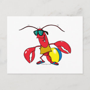 amüsanter Cartoon am Strand Postkarte