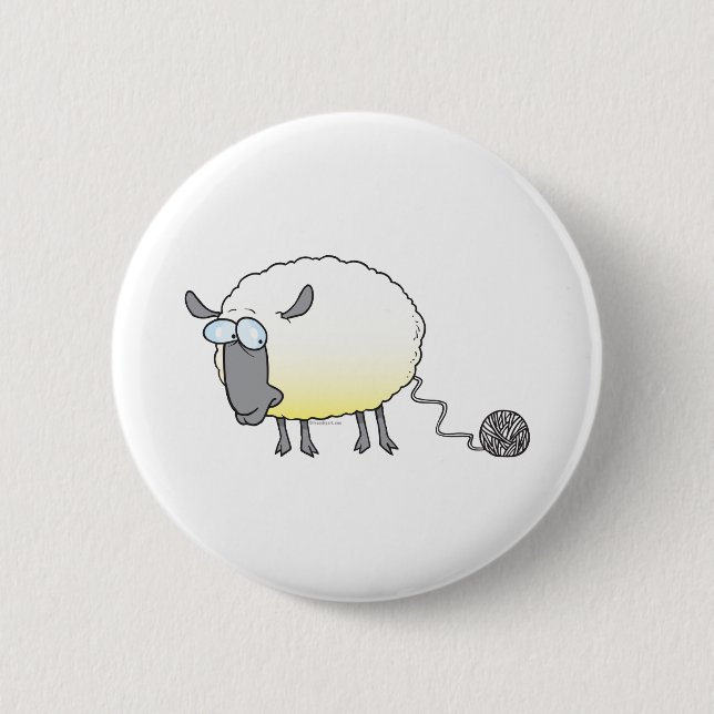 amüsanter Cartoon aus gegartem Schafsschaf Button (Vorderseite)