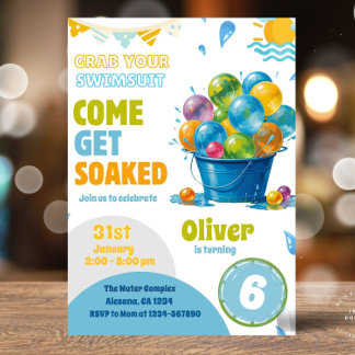 Amusants Ballons d'eau Anniversaire Invitation Mod