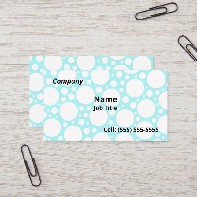 Amusants bleu clair Polka Cartes de visite (Devant/Arrière en situation)