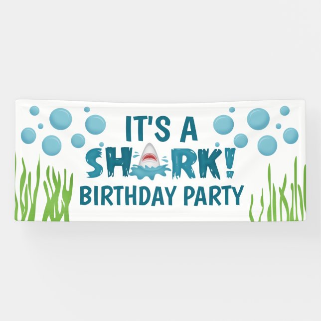 Amusants C'est un SHARK Anniversaire Fête Bannière (Horizontal)