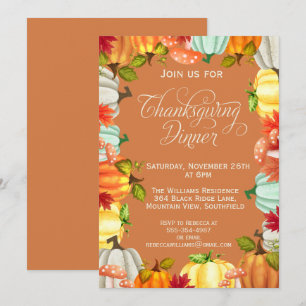 Amusants Citrouille Thanksgiving Diner Invitation