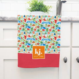 Amusants Été Élégant Monogramme Serviette de cuisi