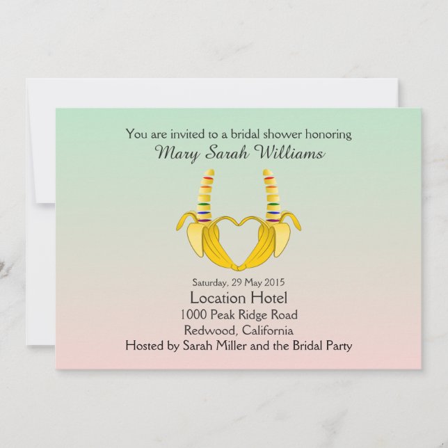 Amusants Gay Banana Heart Bridal Douche Invitation (Devant)