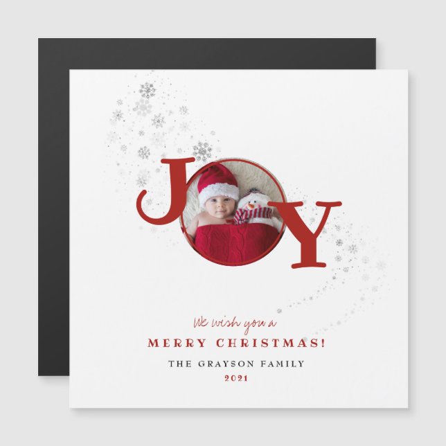 Amusants Joyeux Noël Joie Photo de vacances Magnet (Devant / Derrière)