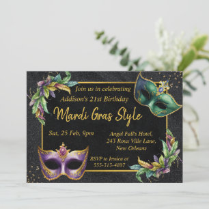 Amusants Mardi Gras Anniversaire Carte Invitation