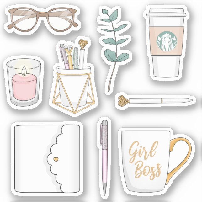 Amusants Moderne Boss Café Blanc Planneur Stickers (Devant)