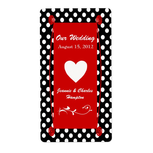 Amusants Polka Dot Mariage Mini Étiquette à vin (Devant)