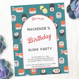 Amusants Sushi Anniversaire Fête Invitation
