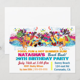Amusement Beach Stuff Beach Fête Invitations