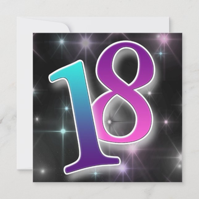 Amusement et 18ème invitation colorée de fête (Devant)
