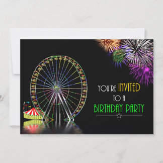 AMUSEMENT PARK THEMA GEBURTSTAG PARTY EINLADUNG