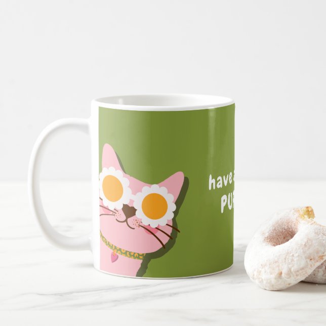 Amusez-vous avec une purr-fect Day Cat Mug (Avec donut)