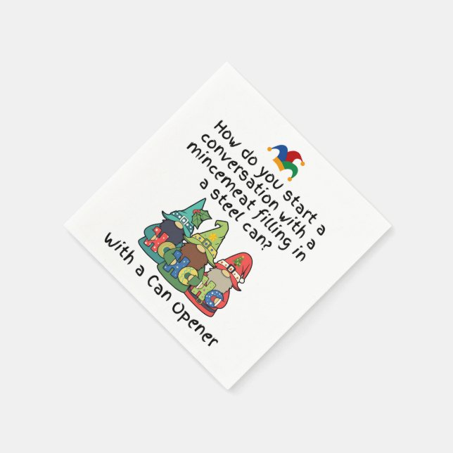Amusing Mince Pie Opening Line Joke Serviette (Ecke)
