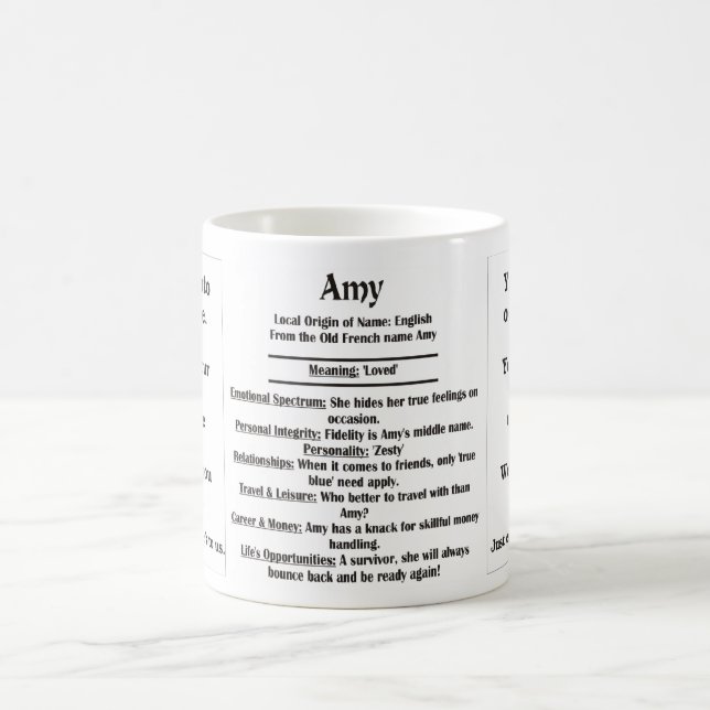 Amy, der Ursprung und die Bedeutung und Ihr Foto Kaffeetasse (Mittel)