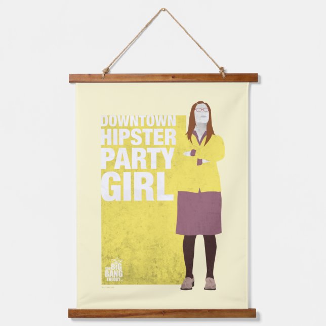 Amy | Downtown Hipster Party Girl Wandteppich Mit Holzrahmen (Vorderseite)