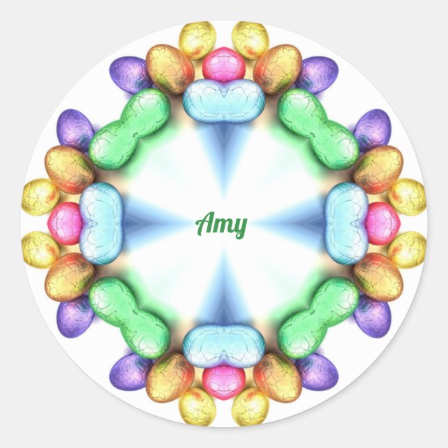 AMY ~ EASTER WOW! Hübsche Eier zu Ostern Runder Aufkleber (Vorderseite)