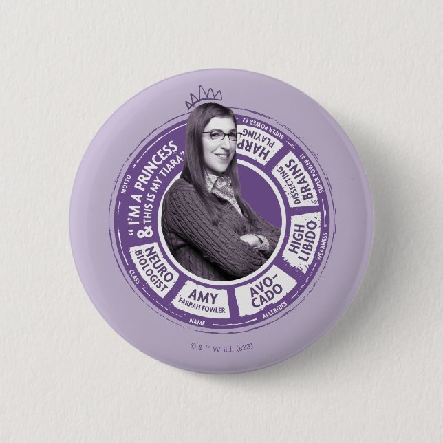 Amy Farrah Fowler Info Graphic Button (Vorderseite)