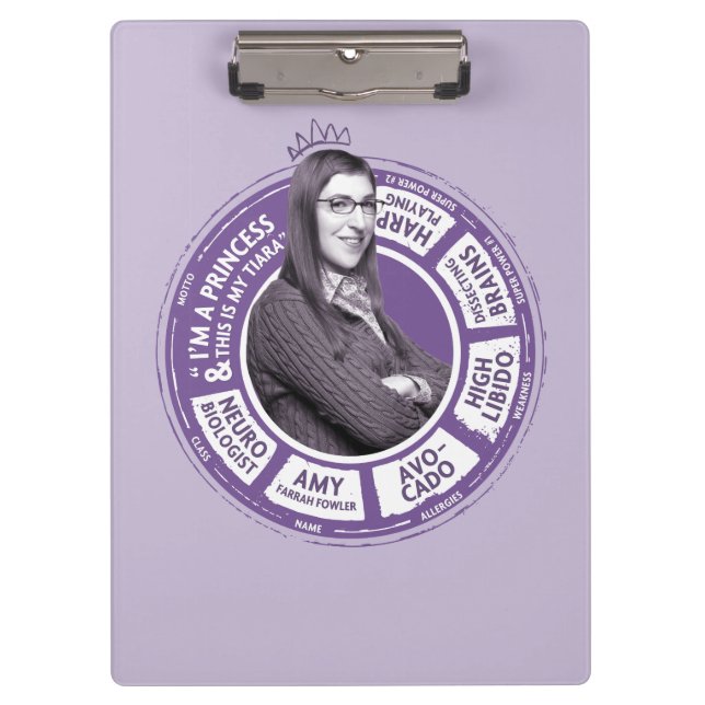 Amy Farrah Fowler Info Graphic Klemmbrett (Vorderseite)