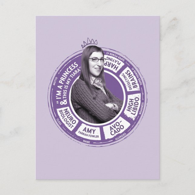 Amy Farrah Fowler Info Graphic Postkarte (Vorderseite)
