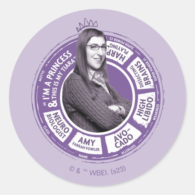Amy Farrah Fowler Info Graphic Runder Aufkleber (Vorderseite)