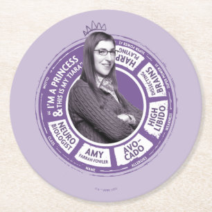 Amy Farrah Fowler Info Graphic Runder Pappuntersetzer