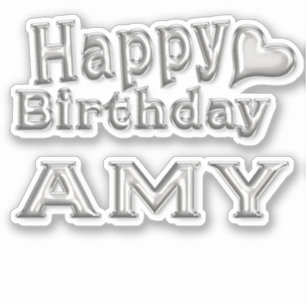 Amy Happy Birthday silver Aufkleber Sticker