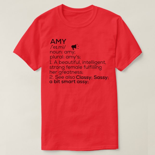 Amy Name Definition Amy Female Name T-Shirt (Design vorne)