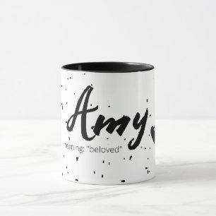 Amy Nom Signifiant Femmes Mug Minimal Noir Blanc