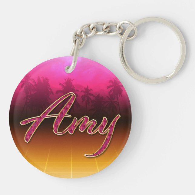 Amy Vorname Name golden pink Schlüsselanhänger (Rückseite)