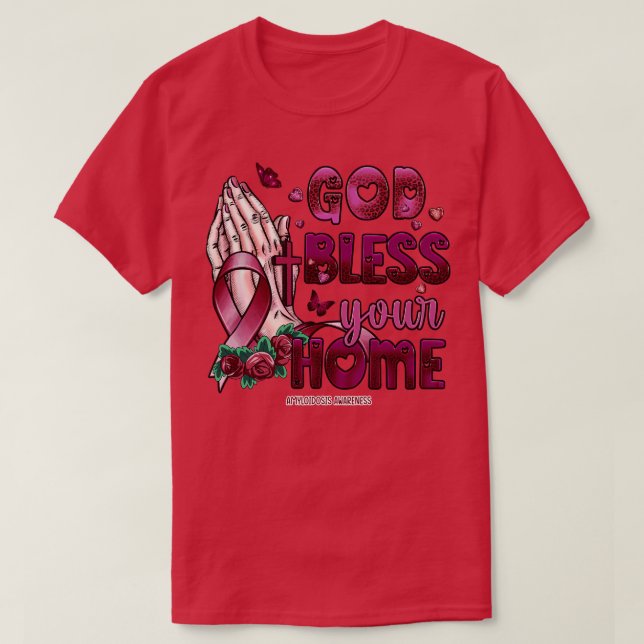 Amyloidose Bewusstsein Gott Segen Hoffnung T-Shirt (Design vorne)