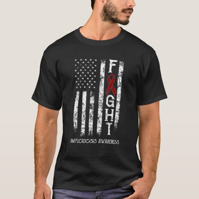 Amyloidose Warrior US-Flagge T-Shirt (Vorderseite)