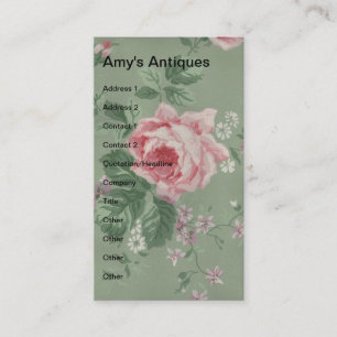 Amy's Antiques, Vintage Blumenmuster Visitenkarte