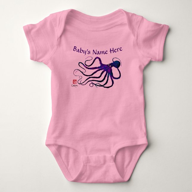 Amy's Octopus in Lila - Baby Bodysuit Strampler (Vorderseite)