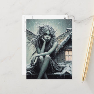 An adorable annoyed winter Fairy Postkarte