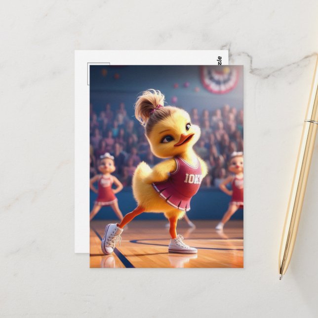 An adorable cheerleader duck postkarte (Vorderseite/Rückseite Beispiel)