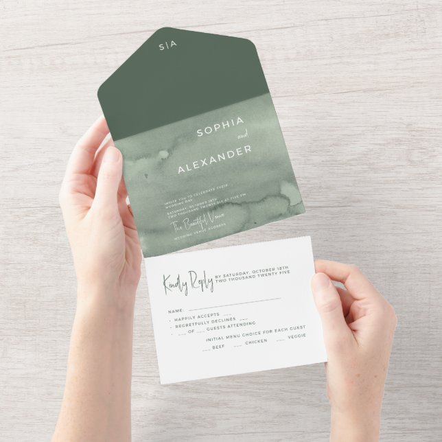 An all-in-one wedding invitation.  all in one einladung (Abreißtisch)