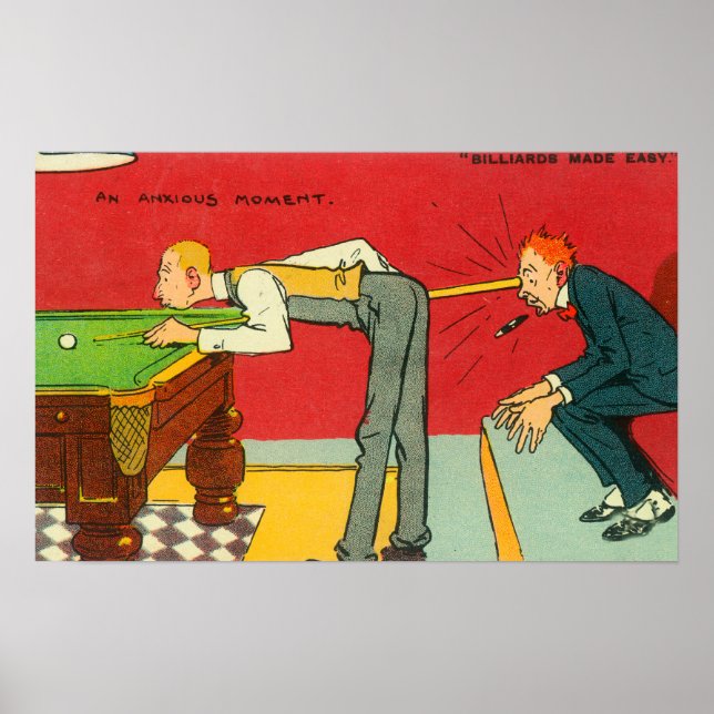 An Anxious Moment, Pool Cue Hitting a Head Poster (Vorne)
