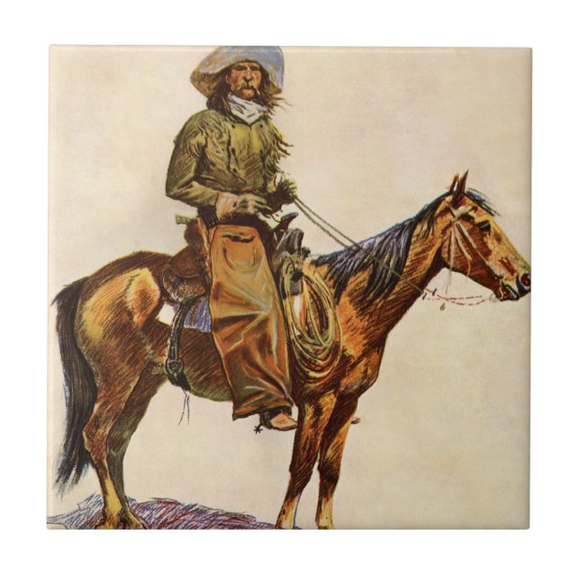 An Arizona Cowboy by Remington, Vintager Western Fliese (Vorderseite)