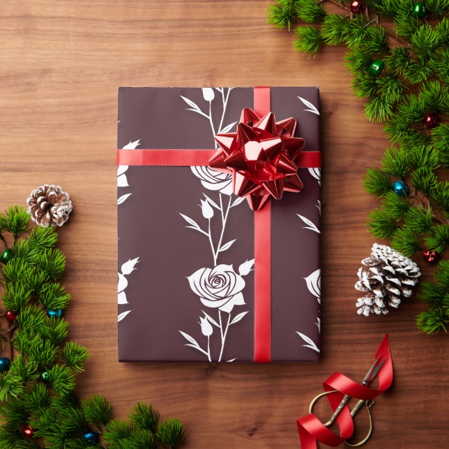 An Arrangement  Of Minimalist Single Line Roses  Geschenkpapier (Feiertagsgeschenk)