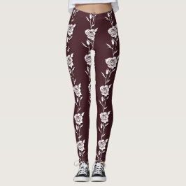 An Arrangement  Of Minimalist Single Line Roses  Leggings