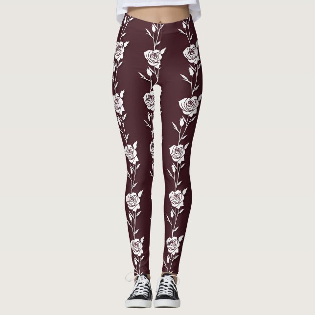 An Arrangement  Of Minimalist Single Line Roses  Leggings (Vorderseite)