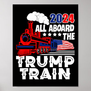 An Bord des Trump-Zugs 2024 Amerikanische Flagge T Poster